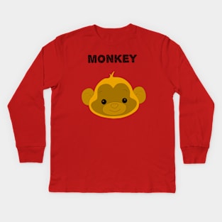 Monkey head Kids Long Sleeve T-Shirt